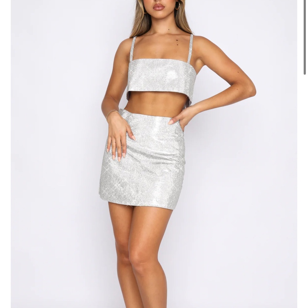 White Fox Boutique Silver Rhinestone Set